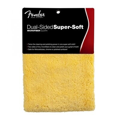 Fender Dual-Sided Super-Soft Microfiber Cloth , Musical Instrument Cleaning Cloth, Yellow
