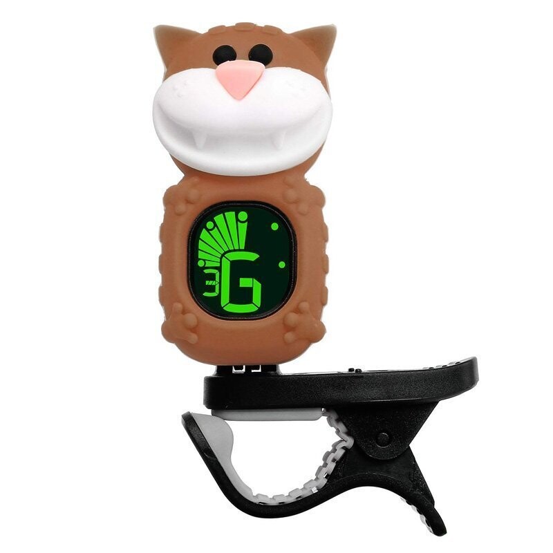Cartoon Cat Clip-On Chromatic, Bass, Guitar, Violin, Ukulele Tuner - BROWN