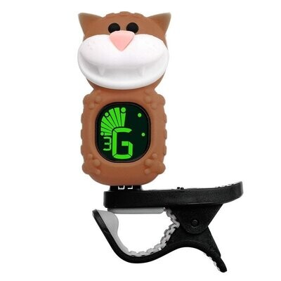 Cartoon Cat Clip-On Chromatic, Bass, Guitar, Violin, Ukulele Tuner - BROWN