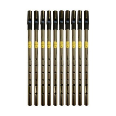 Tin Whistle Feadog Nickel D Whistles, Black Top - BOX OF 10
