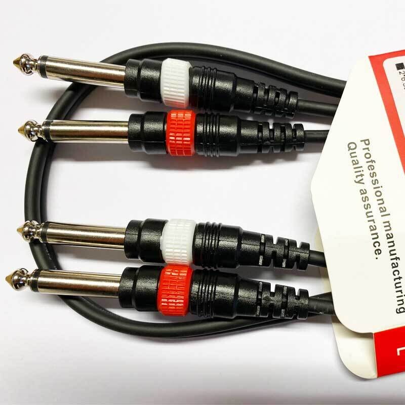 Koda 1M Instrument Cable, Twin 6.35mm Mono Jack - Twin 6.35mm Mono Jack, Black