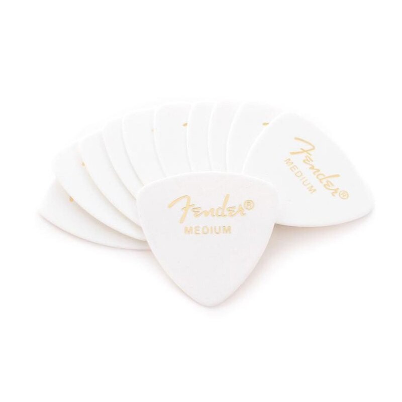 Fender Plectrums, Celluloid Medium Picks, White, 346 Shape, Pack of 72