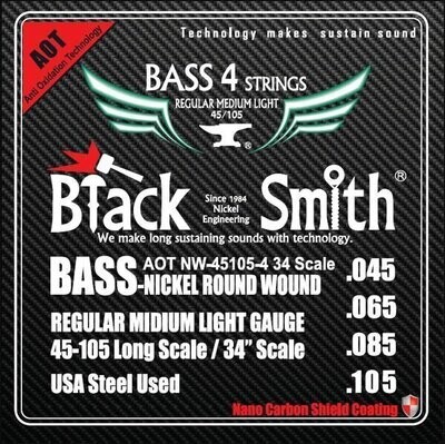 BlackSmith ANW45105434 Bass Strings Coated Nickel Round Wound Electric