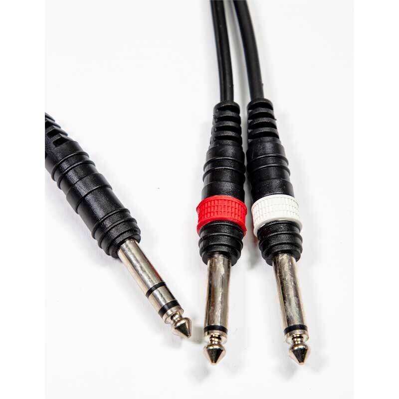 1.5M Instrument Cable, 1/4&#39;&#39; TRS Jack - 2 x 1/4&#39;&#39; TS Jacks Interconnect Lead