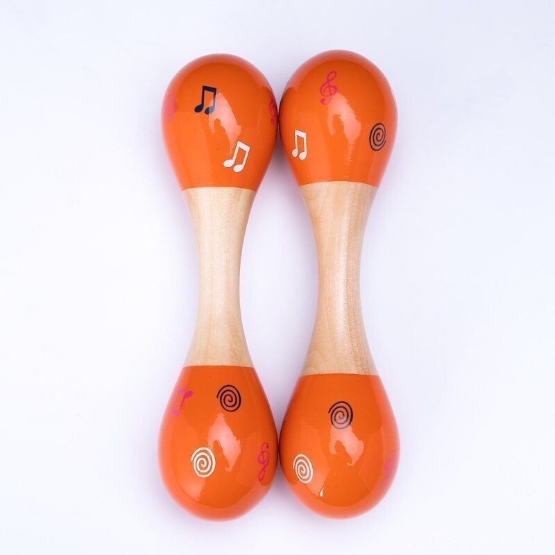 Koda 8&quot; (20cm) Wooden Mini Double Sided Maracas, Orange , Set of 2