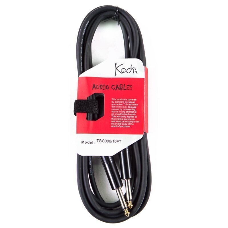 Koda TGC00610 Cable, 10FT / 3M Low Noise Instrument Lead, 6.35 Mono Jack - 6.35 Mono Jack
