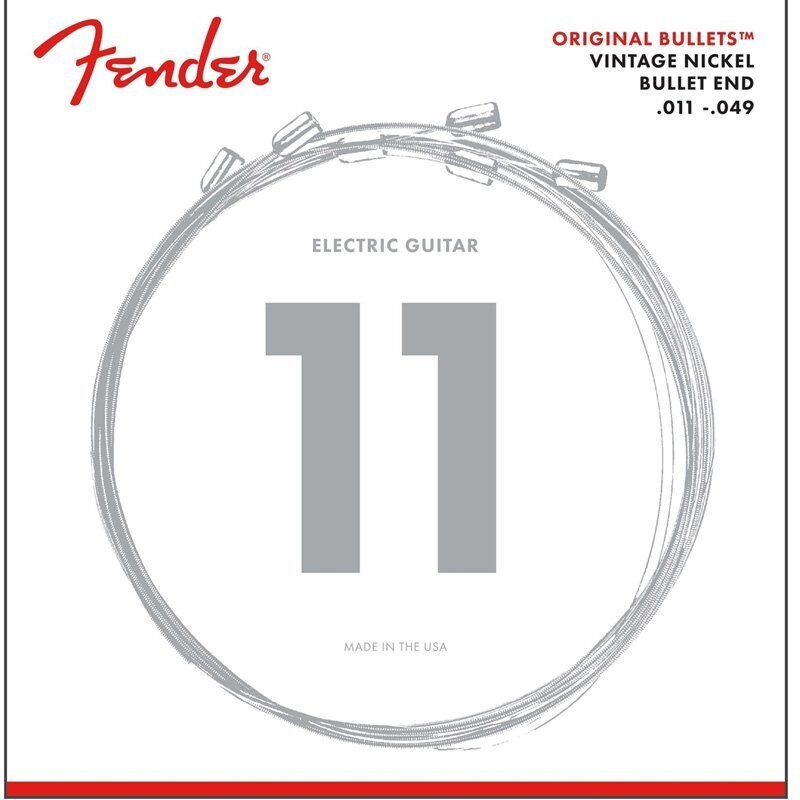 Fender Electric Guitar Strings, Pure Nickel Bullet-End Strings, .011-.049