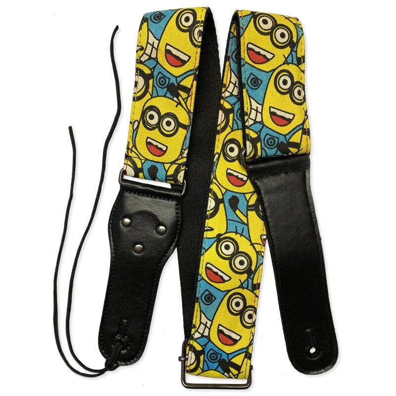 RockYou 2&quot; Denim Adjustable Guitar Strap, Pic Holder, MINIONS