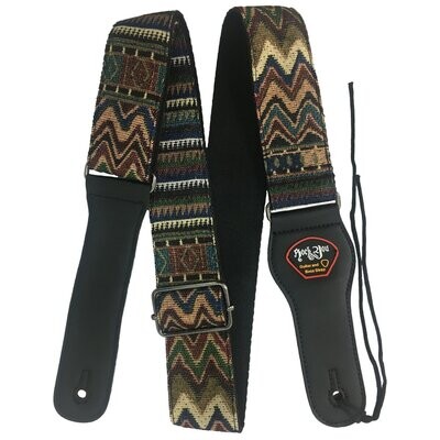 Guitar Strap, RockYou Cotton Leatherette Ends Pick Holder for 2 Picks, AZTEC