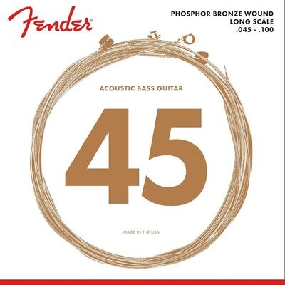 Fender Acoustic Bass Guitar Strings, Phosphor Bronze Strings, Ball End, .045-.100