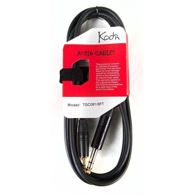 Koda TGC0816 Cable, 6FT / 2M Audio Link Cord Lead, JACK 3.5mm Stereo - JACK 6.35mm Stereo