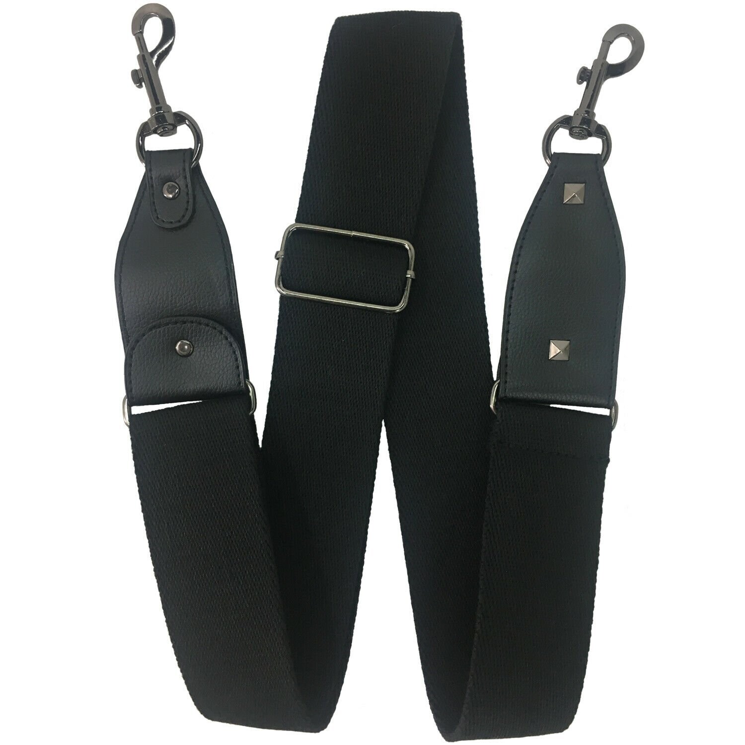 Banjo Strap RockYou Adjustable Leatherette Ends, Metal Clasps, BLACK