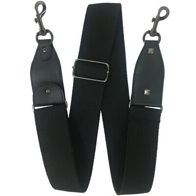 Banjo Strap RockYou Adjustable Leatherette Ends, Metal Clasps, BLACK