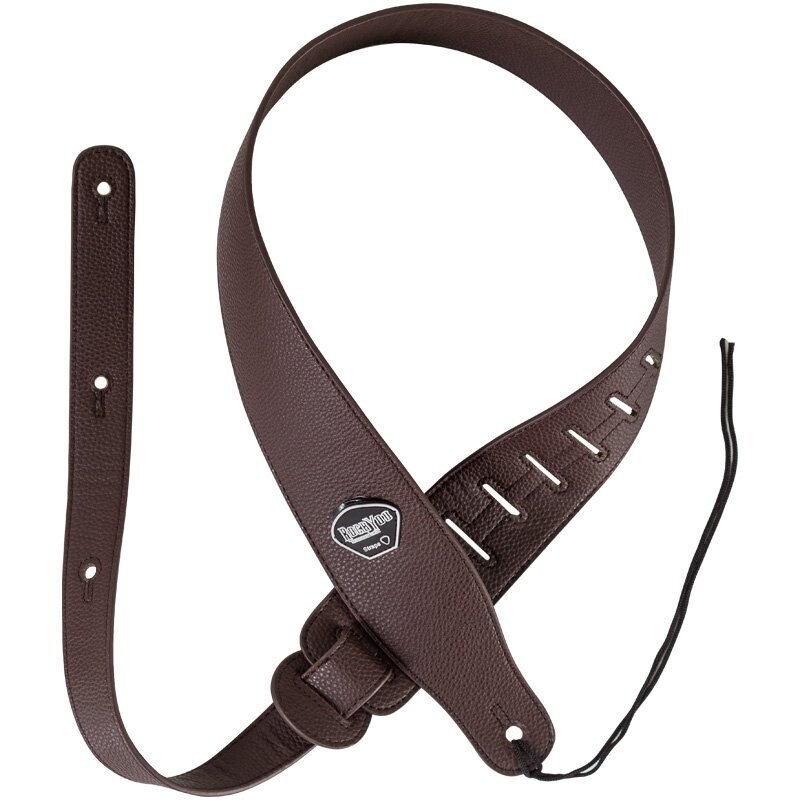 RockYou 2.5&quot; Leatherette Guitar Strap, Pick Holder - BROWN