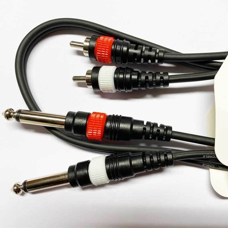 Koda 1M Audio Cable, Twin RCA Male - Twin 6.35mm Mono Jack, Black