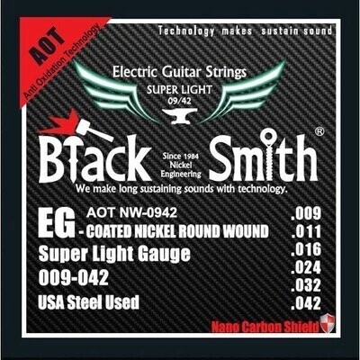 BlackSmith ANW0942 Electric Strings, Coated Nickel Round Wound, Gauges 009-042