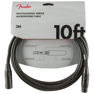 Fender Microphone Cable, 10FT / 3M Professional Series Lead, XLR Male-XLR Female