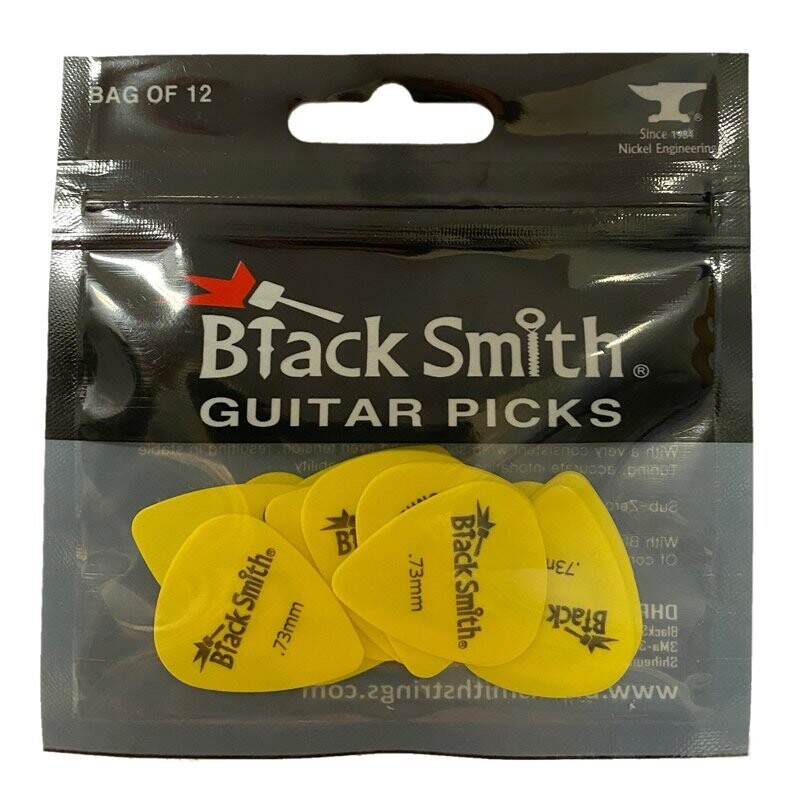 BlackSmith Standard Shape Yellow Plectrums Medium .73mm, Pack of 12 Picks