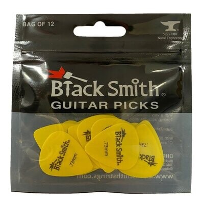 BlackSmith Standard Shape Yellow Plectrums Medium .73mm, Pack of 12 Picks