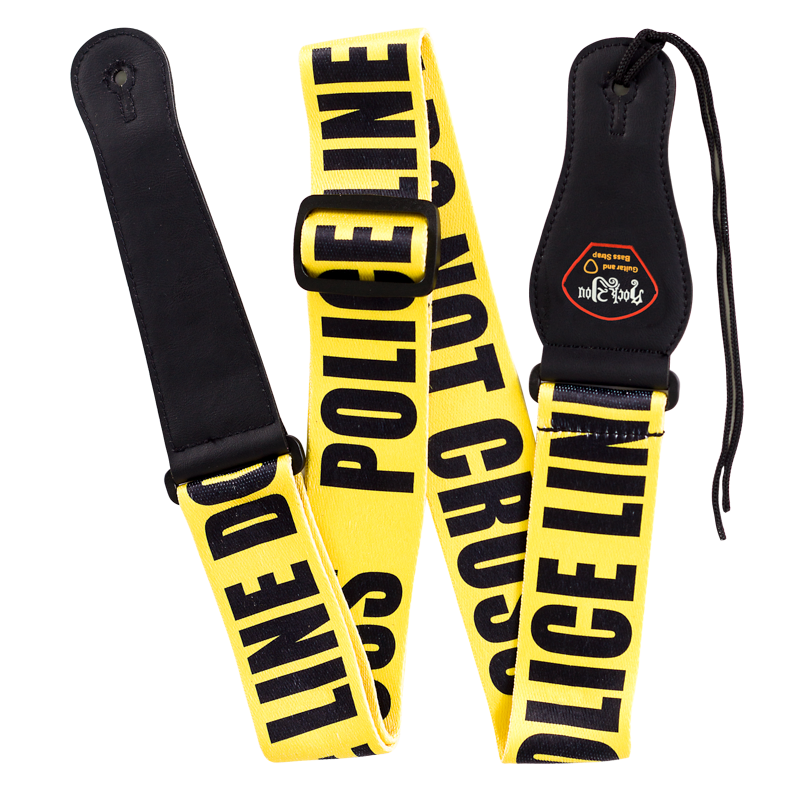 RockYou S008 Guitar Strap Nylon, Leatherette Ends, Pick Holder, POLICE