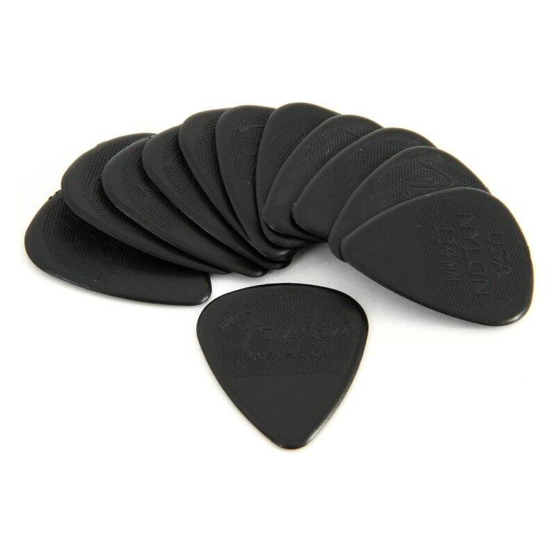 Fender Plectrums, Nylon Charcoal, Heavy Picks, Non-Slip Gripping Surface, Pack of 12