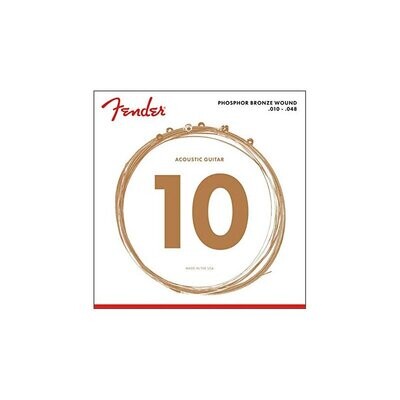 Fender Phosphor Bronze Acoustic Guitar Strings, Ball End, 60XL .010-.048 Gauges