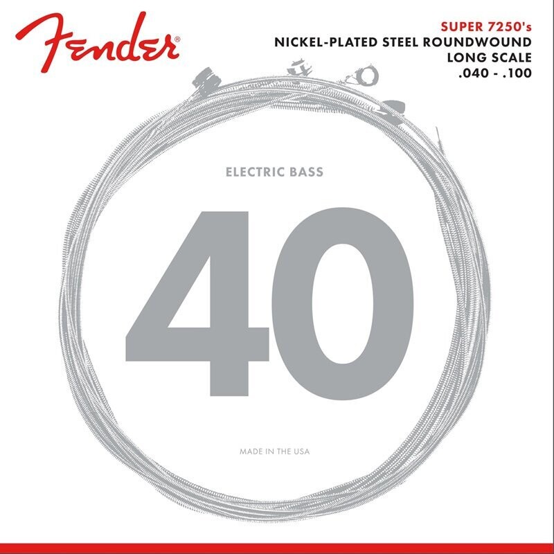 Fender Bass Guitar Strings, Nickel Plated Steel Strings, Ball End, .040-.100