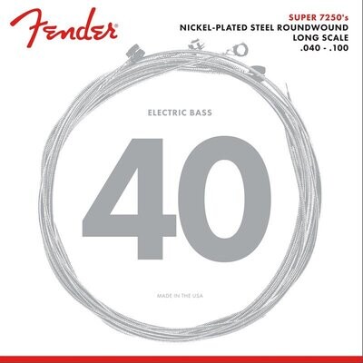Fender Bass Guitar Strings, Nickel Plated Steel Strings, Ball End, .040-.100