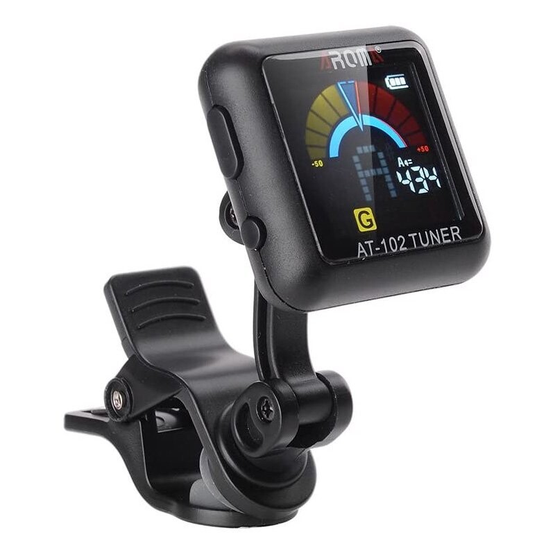 Aroma AT102 Digital Clip-on Tuner, Chromatic, Guitar, Bass, Ukulele, Violin