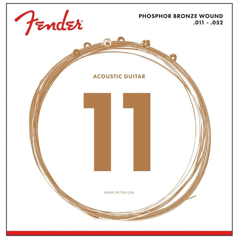 Fender Phosphor Bronze Acoustic Guitar Strings, Ball End, 60CL .011-.052 Gauges