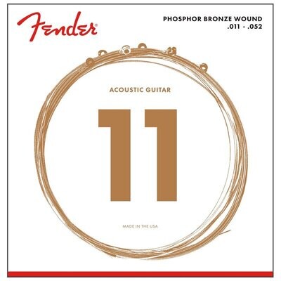 Fender Phosphor Bronze Acoustic Guitar Strings, Ball End, 60CL .011-.052 Gauges