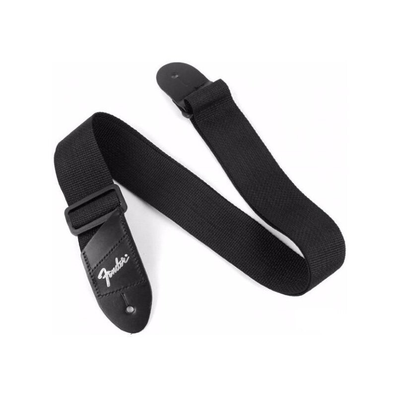 Fender Guitar Strap, 2&quot; Polyester Straps with Leather Ends, Silver Fender Logo