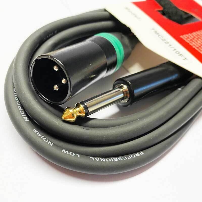 Koda 10FT/ 3M Professional Microphone Cable, XLR Male - 6.35mm Mono Jack, Black