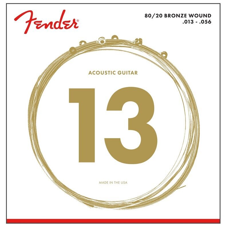 Fender 80/20 Bronze Acoustic Guitar Strings, Ball End, 70M .013-.056 Gauges