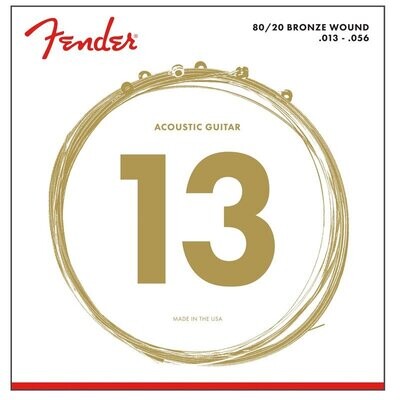Fender 80/20 Bronze Acoustic Guitar Strings, Ball End, 70M .013-.056 Gauges