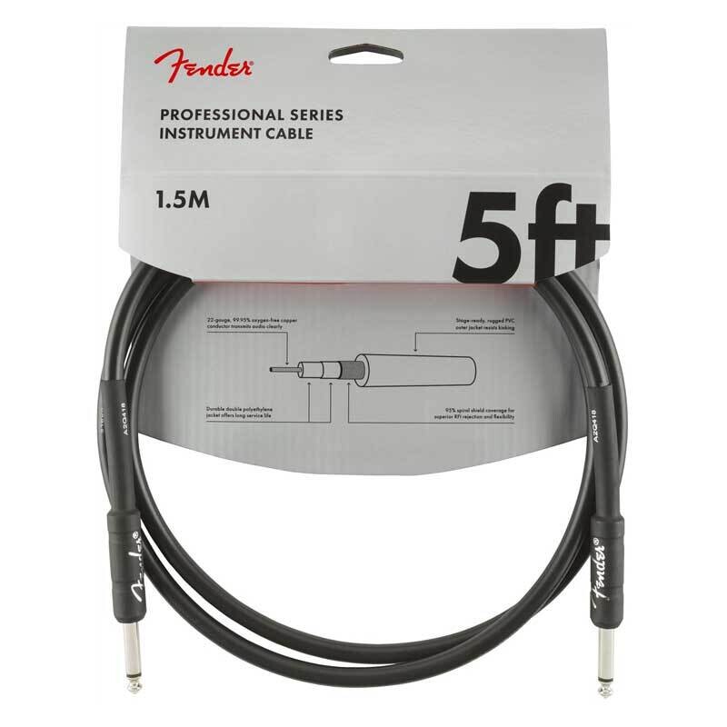 Fender Instrument Cable, 5FT / 1.5M Professional Series Lead, Jack Male-Jack Male, BLACK
