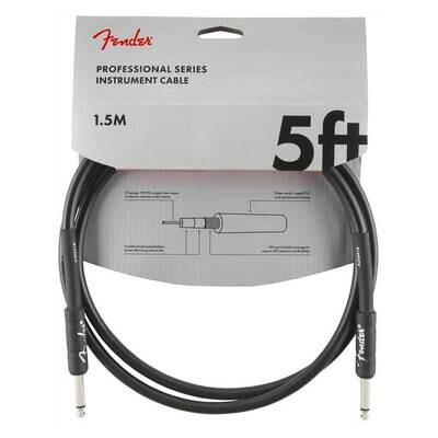 Fender Instrument Cable, 5FT / 1.5M Professional Series Lead, Jack Male-Jack Male, BLACK