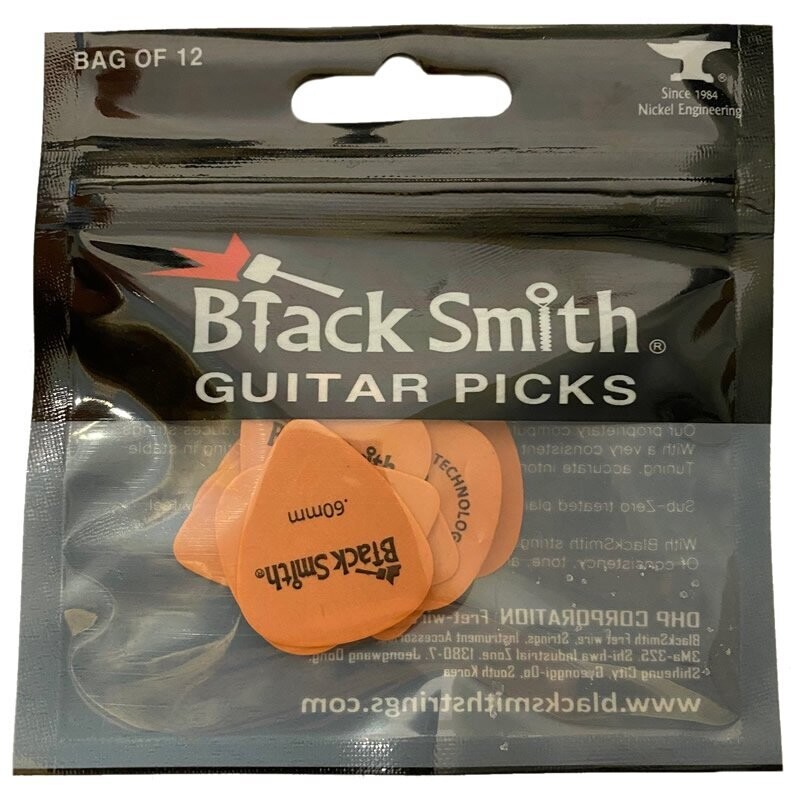 BlackSmith Standard Shape Orange Plectrums Medium .60mm, Pack of 12 Picks