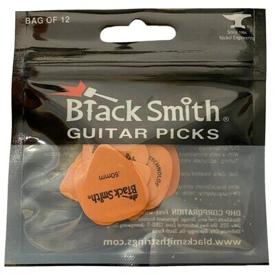 BlackSmith Standard Shape Orange Plectrums Medium .60mm, Pack of 12 Picks