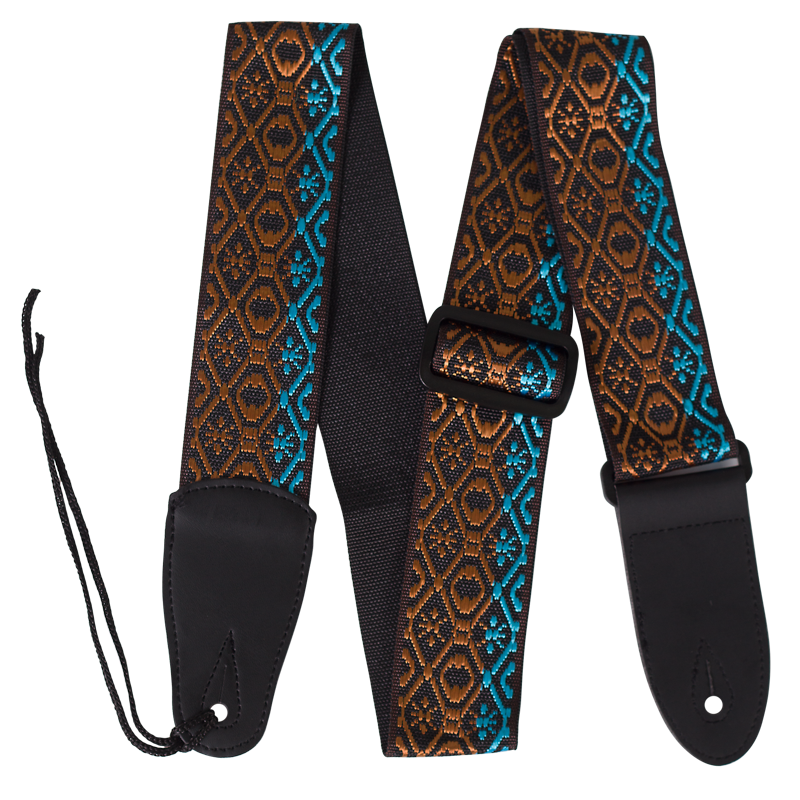 Koda Woven Guitar Strap with Leatherette Strap Ends - BRONZE SNOWFLAKE