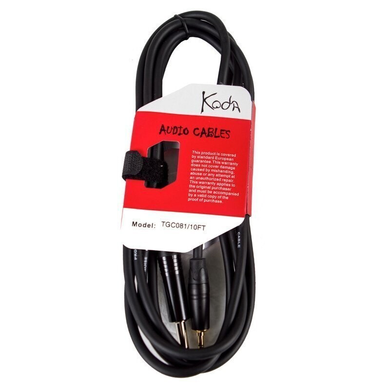 Koda TGC08110 Cable, 10FT / 3M Audio Link Cord Lead, JACK 3.5mm Stereo - JACK 6.35mm Stereo