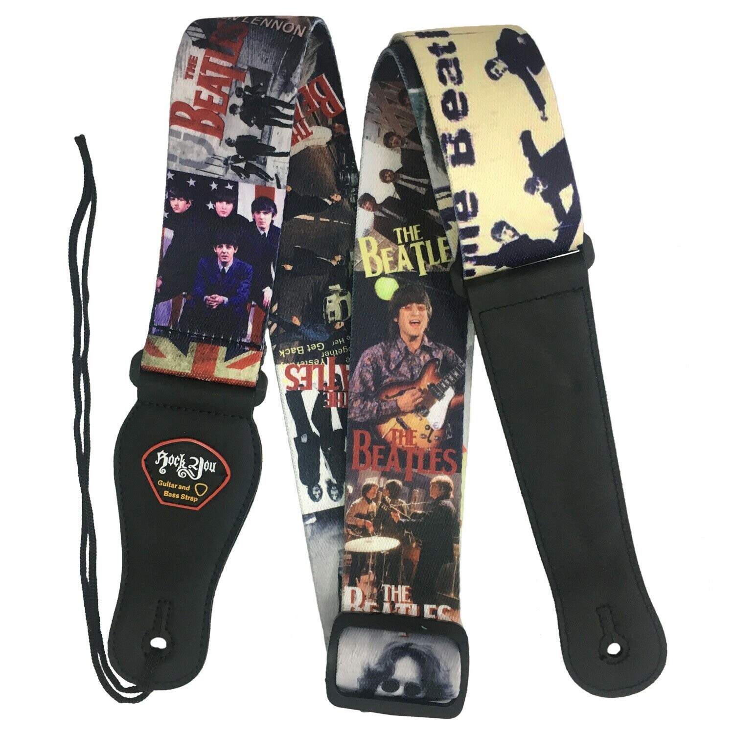 Guitar Strap RockYou with Leatherette Ends and Pick Holder - BEATLES