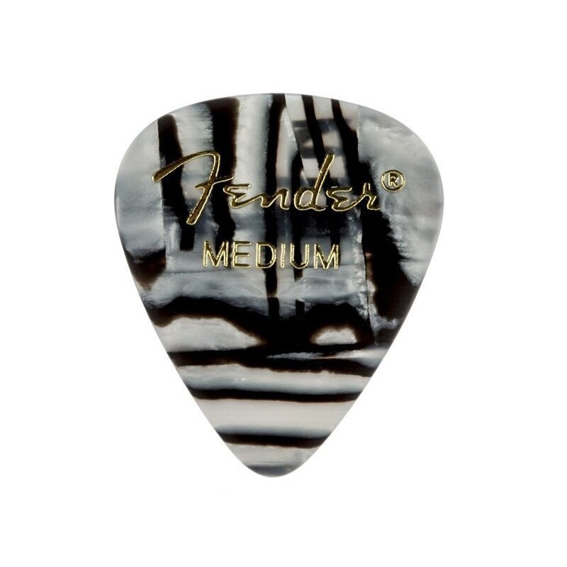 Fender Plectrums, Celluloid Medium Picks, Zebra, 351 Shape, Pack of 144