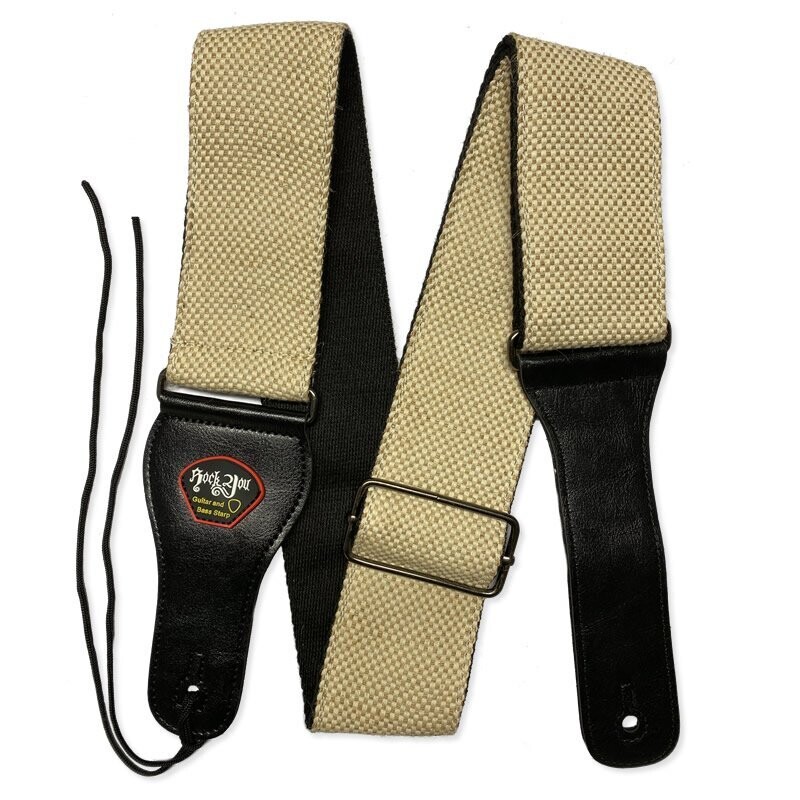 RockYou 2.5&quot; Tweed Adjustable Guitar Strap, Pick Holder, CREAM