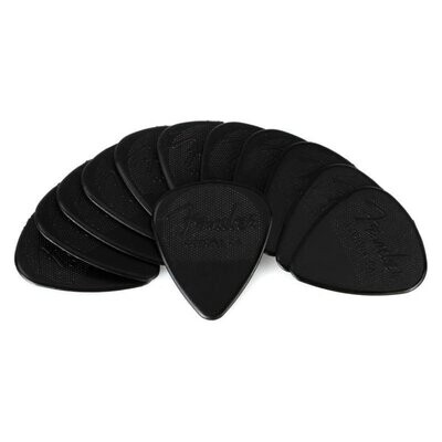 Fender Plectrums, Nylon Black, Heavy Picks, Non-Slip Gripping Surface, Pack of 12