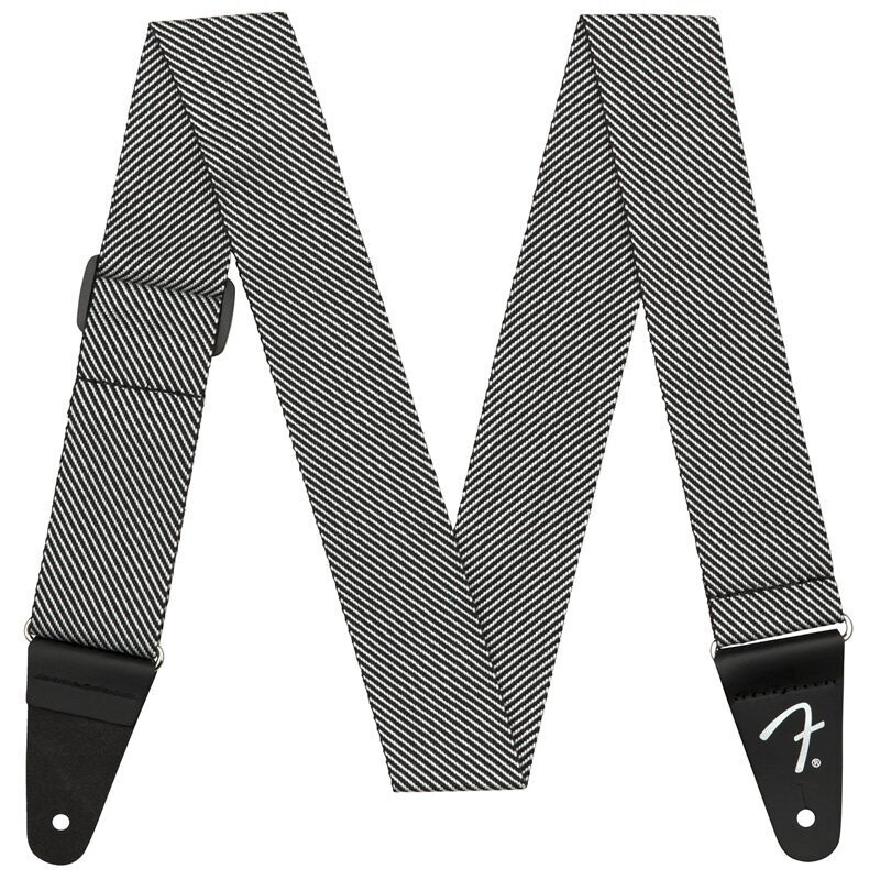 Fender Guitar Strap, Modern Tweed, Leather Ends, White and Black