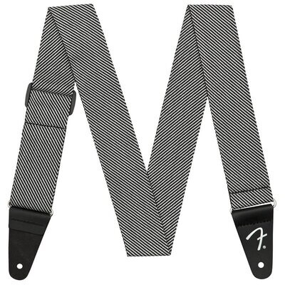 Fender Guitar Strap, Modern Tweed, Leather Ends, White and Black