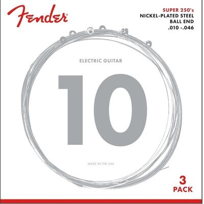Fender Electric Guitar Strings, Nickel Plated Steel Strings, .010-.046, 3 PACK