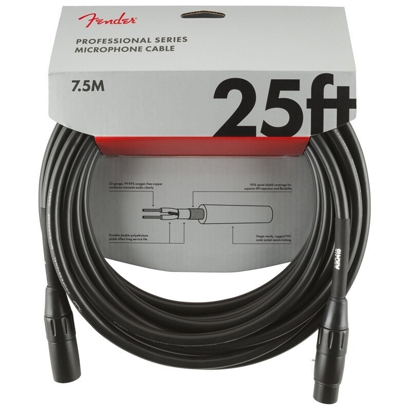 Fender Microphone Cable, 25FT / 7.5M Professional Series Lead, XLR Male-XLR Female