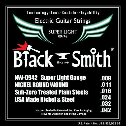 BlackSmith NW0942 Electric Strings, Nickel Round Wound, Super Light 009-042